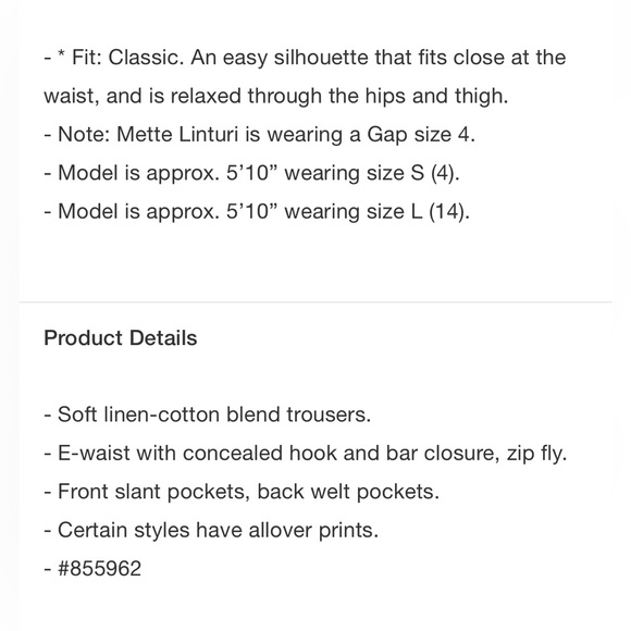 GAP 365 High Rise Linen-Cotton Trousers - Picture 10 of 10